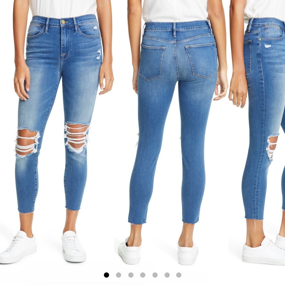 Frame Ripped High Waist Crop Skinny Jeans size 31